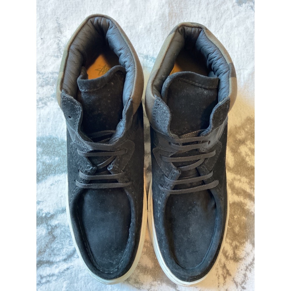 Stussy Black Suede Mid Top Lace Up Casual Sneakers‎ Mens Size 9